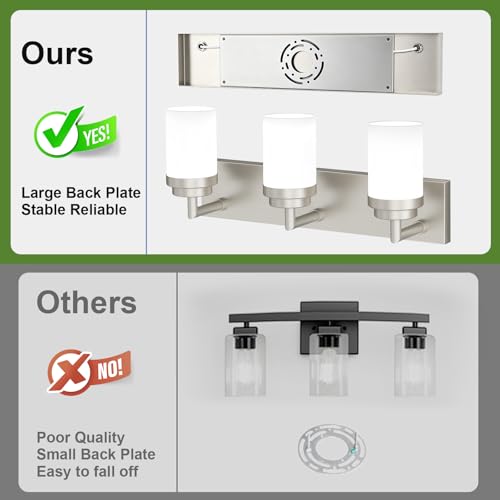 Bathroom Light Fixtures (Nickel-White Shade / 3-Light)