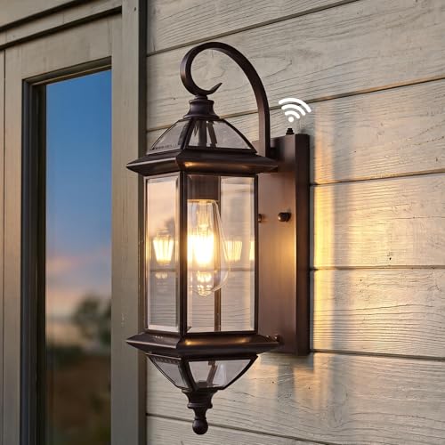 Solid Copper Dusk to Dawn Outdoor Wall Lighting (Bronze / 18.5''H)
