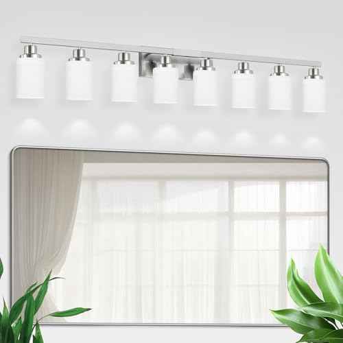 8 Light Bathroom Light Fixtures Brushed Nickel Vanity Light 52in (Nickel / 8-Light)