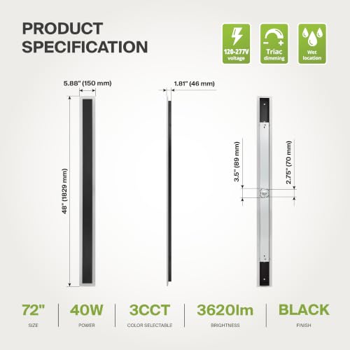 72" LED Linear Wall Sconce (Black)