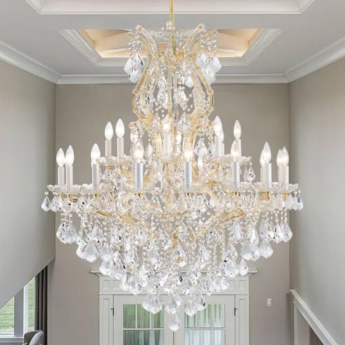 Gold Large Crystal Chandelier (24-Light/Gold)