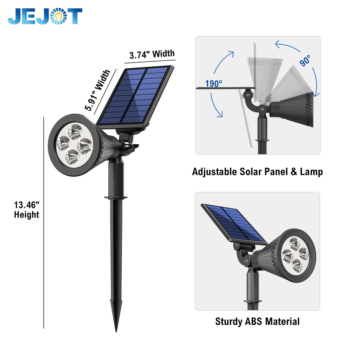 6 Pack Solar Spot Lights Outdoor Waterproof with Focus Beam (Multicolor)