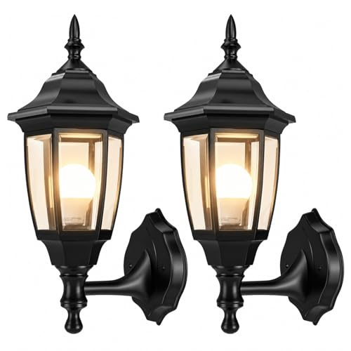 Plastic Outdoor Wall Light Fixtures (Black / No Sensor-Plastic)