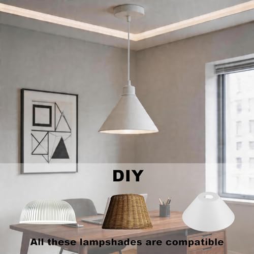 UL Listed] White Pendant Light Kit Industrial (White Light Kit / 5FT)