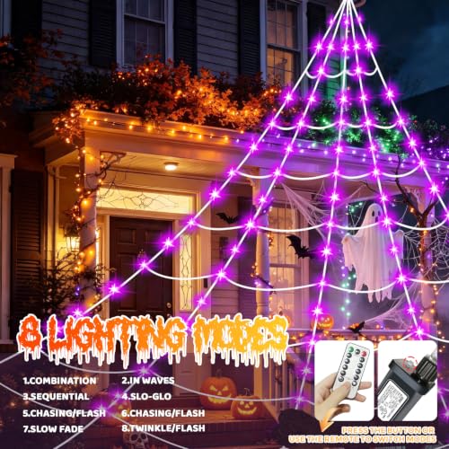 Halloween Light Up Spider Web Lights Decoration 250 LED