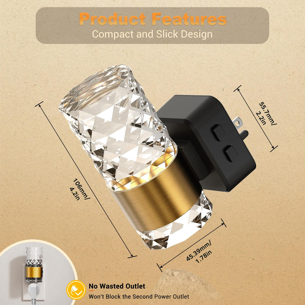 Night Lights Plug into Wall (Gold)