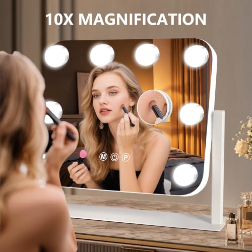 Vanity Mirror with Lights (White / 14"L x 12"W)