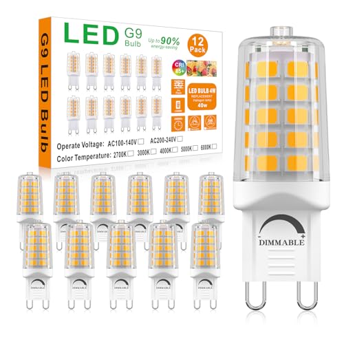 Dimmable G9 LED Bulb 4W Eqv 40 Watt 3000K Warm White 12 Pack