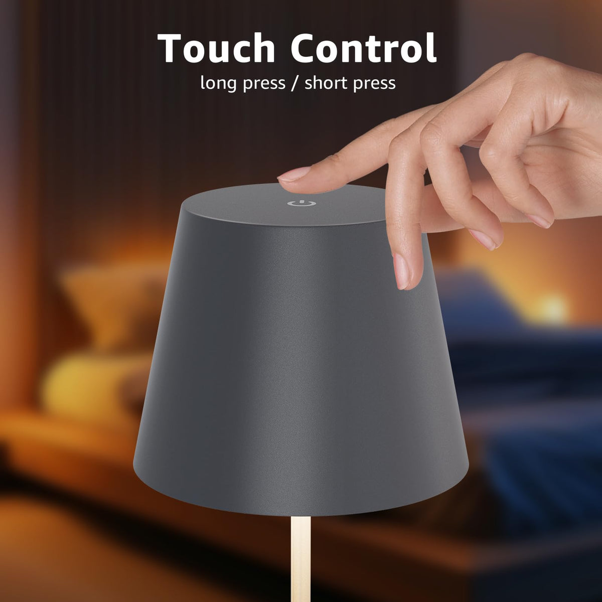 2 Pack Cordless Table Lamp Rechargeable 5000mAH Battery Operated Lights Touch Control LED Portable Desk Lamps 3 Color Dimming for Outdoor Coffee Bedroom Kitchen (2PCS Grey)