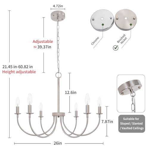 6 Light Farmhouse Chandelier (Brushed Nickel / 6 Light)