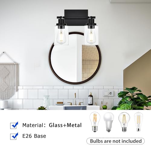 2 Light Track Lighting Kit Black Track Lighting Fixtures Bathroom Wall Sconces Ceiling Mount Kitchen Tracking Lights (Black / 2-Light)