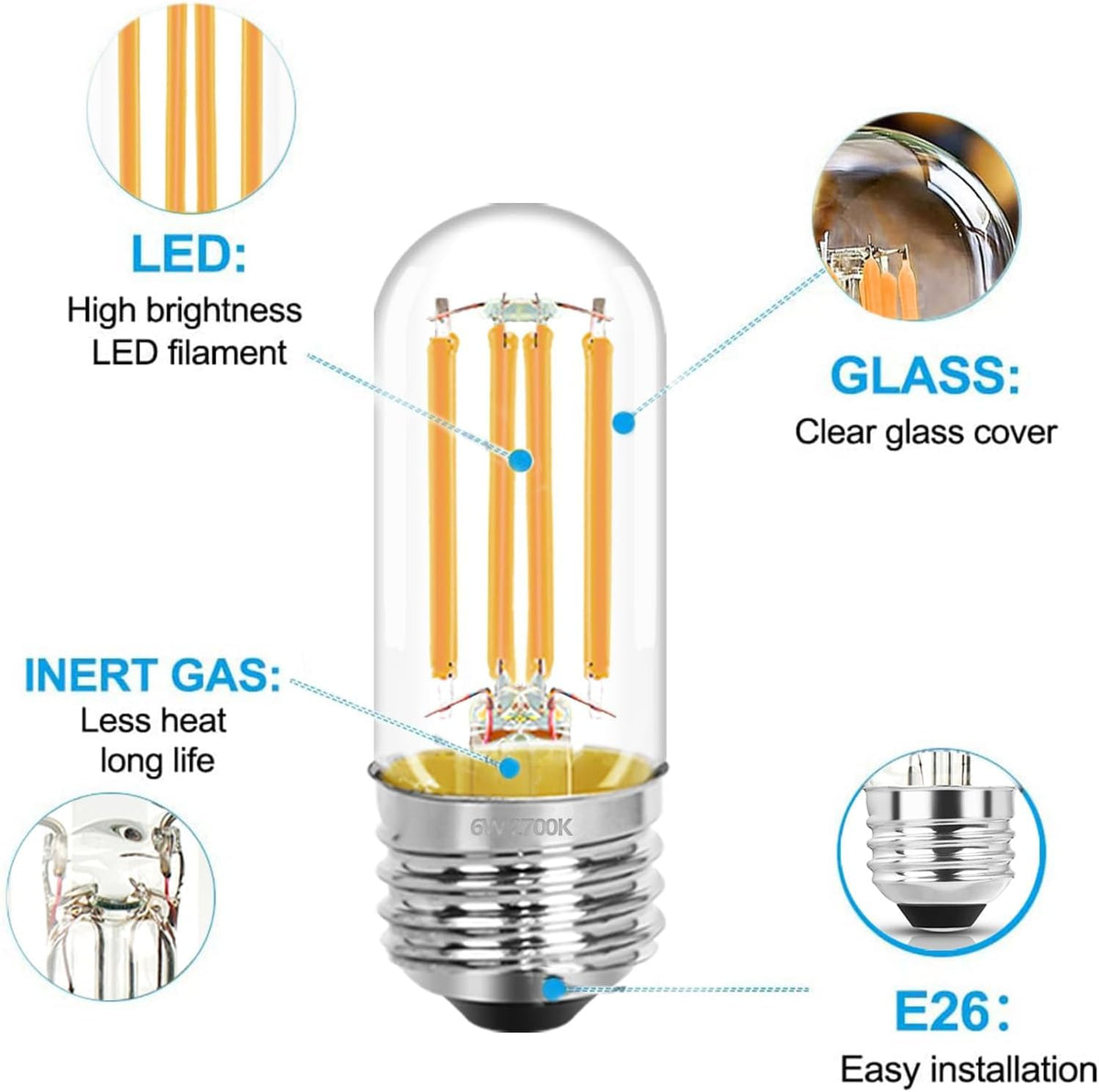 3.2 Inch 2700K Soft White E26 LED Bulb 60 Watt Equal (3 Inch 6w (9 Count))