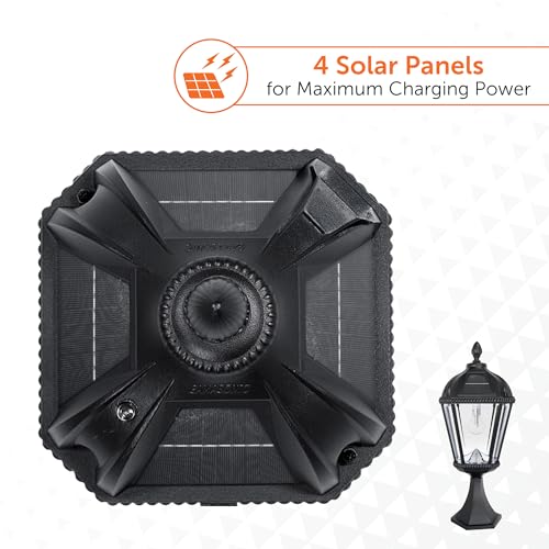 Outdoor Solar Post Light with Pier Base (Single Lamp Only - Pier Mount / Black)