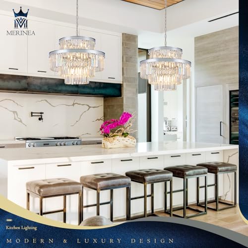 Chrome Crystal Chandeliers 15 Lights 22" Luxury Round Chandelier (Chrome / Medium-21.6”)