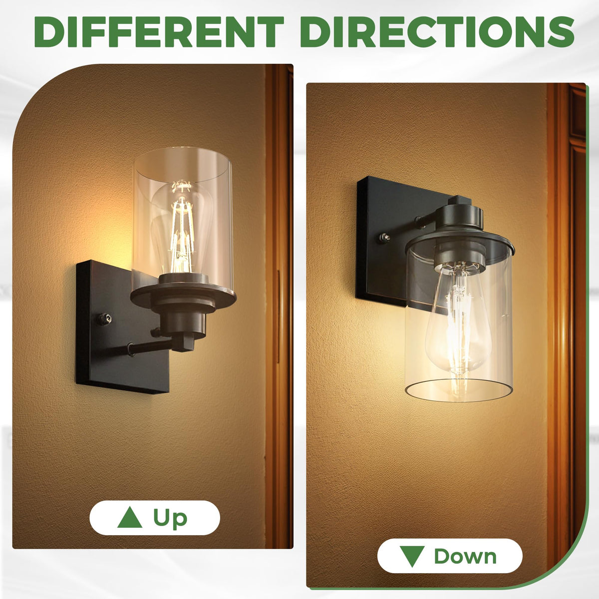 Wall Sconces Set of 2 Bathroom Vanity Light Over Mirror Black (Black / 1-Light)