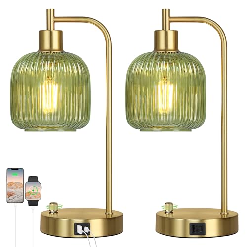 Industrial Touch Control Table Lamps with 2 USB Ports and AC Outlets