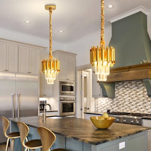 Modern Gold Crystal Chandelier 2 (D7.4"XH10.2" Gold)