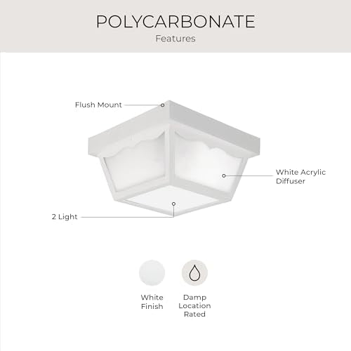 10.25" 2 Light Flush Mount Light (White / 10.25-Inch Diameter x 5.5-Inch Height / 2-Light)