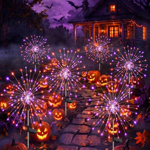 Solar Halloween Lights Outdoor 6Pack (Halloween Orange & Purple Per Light)