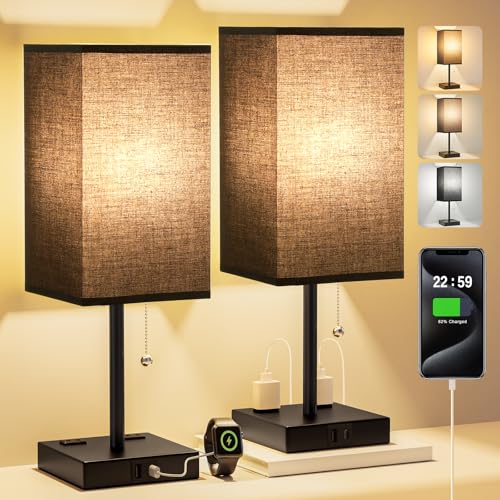 Bedside Table Lamps for Bedroom Set of 2