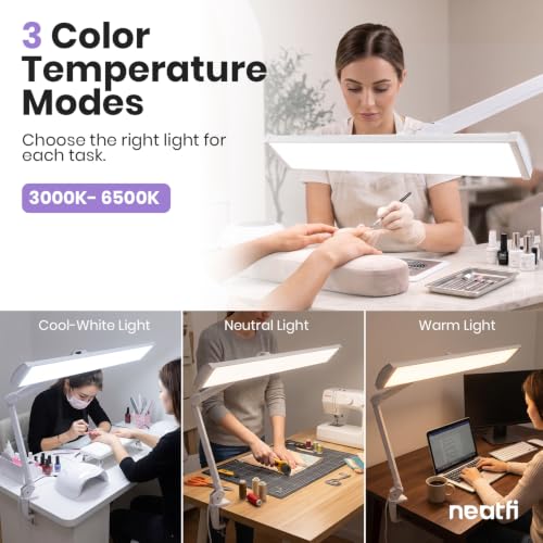Pro LED Desk Lamp with Clamp (White-6 / 24-Inch Wide Shade)