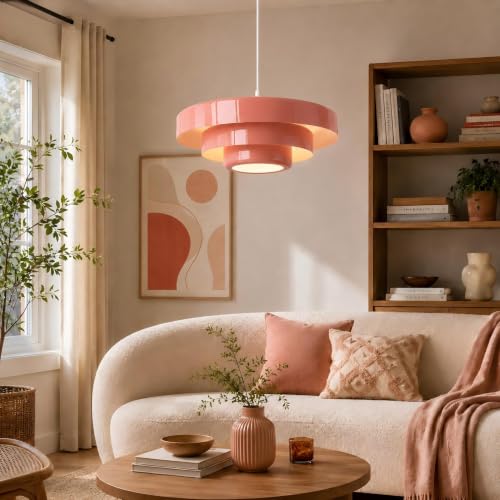 Plug in Pendant Light (Large-Pink (17.7in))