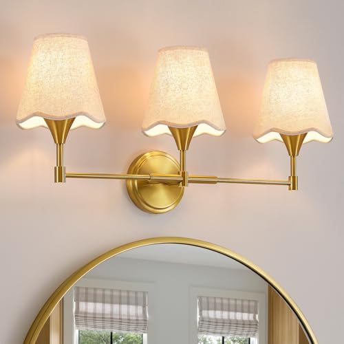 Gold Bathroom Vanity Light Fixtures (Brushed Gold / 3 LIGHT)