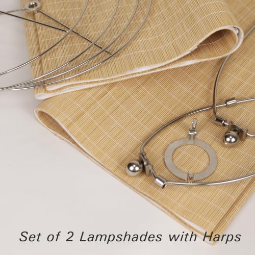 Bamboo Lamp Shades 2 Pack (Natural Bamboo - Large Tall Drum)