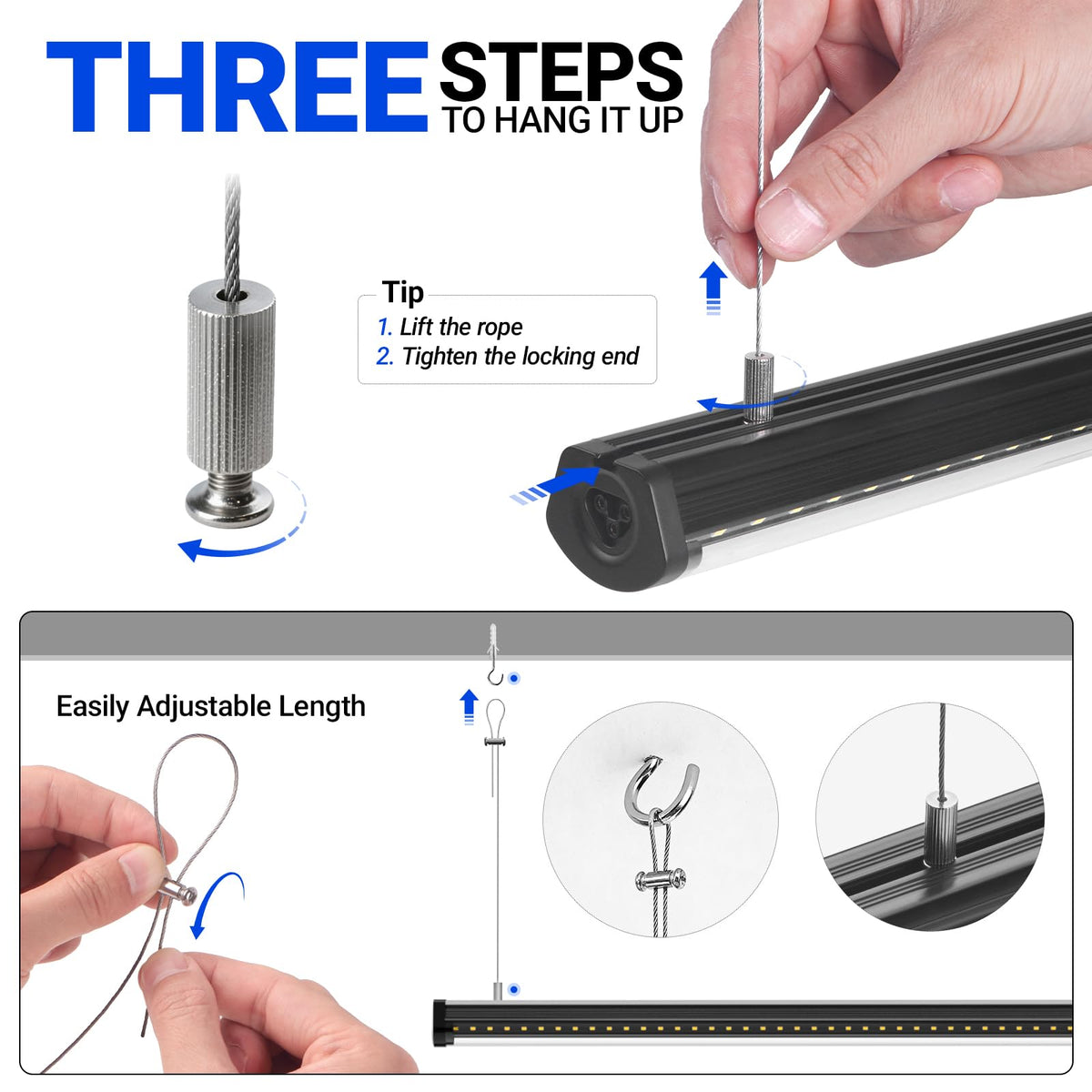 T8 LED Shop Lights 8FT (5000K-Black / 8ft-10 Packs)