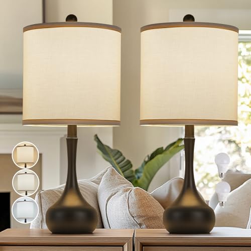 23" Farmhouse Table Lamp Set of 2 for Living Room Bedroom (Black / 23")
