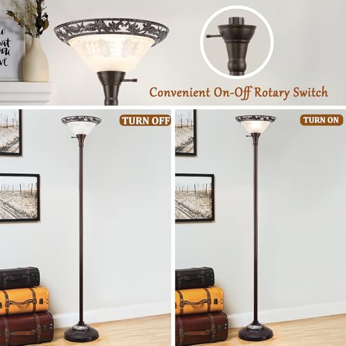 Torchiere Floor Lamps for Living Room (Brown,White2)