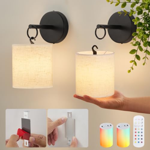 Peel and Stick Sconces Set of 2 Black (Black / 2 Pack)
