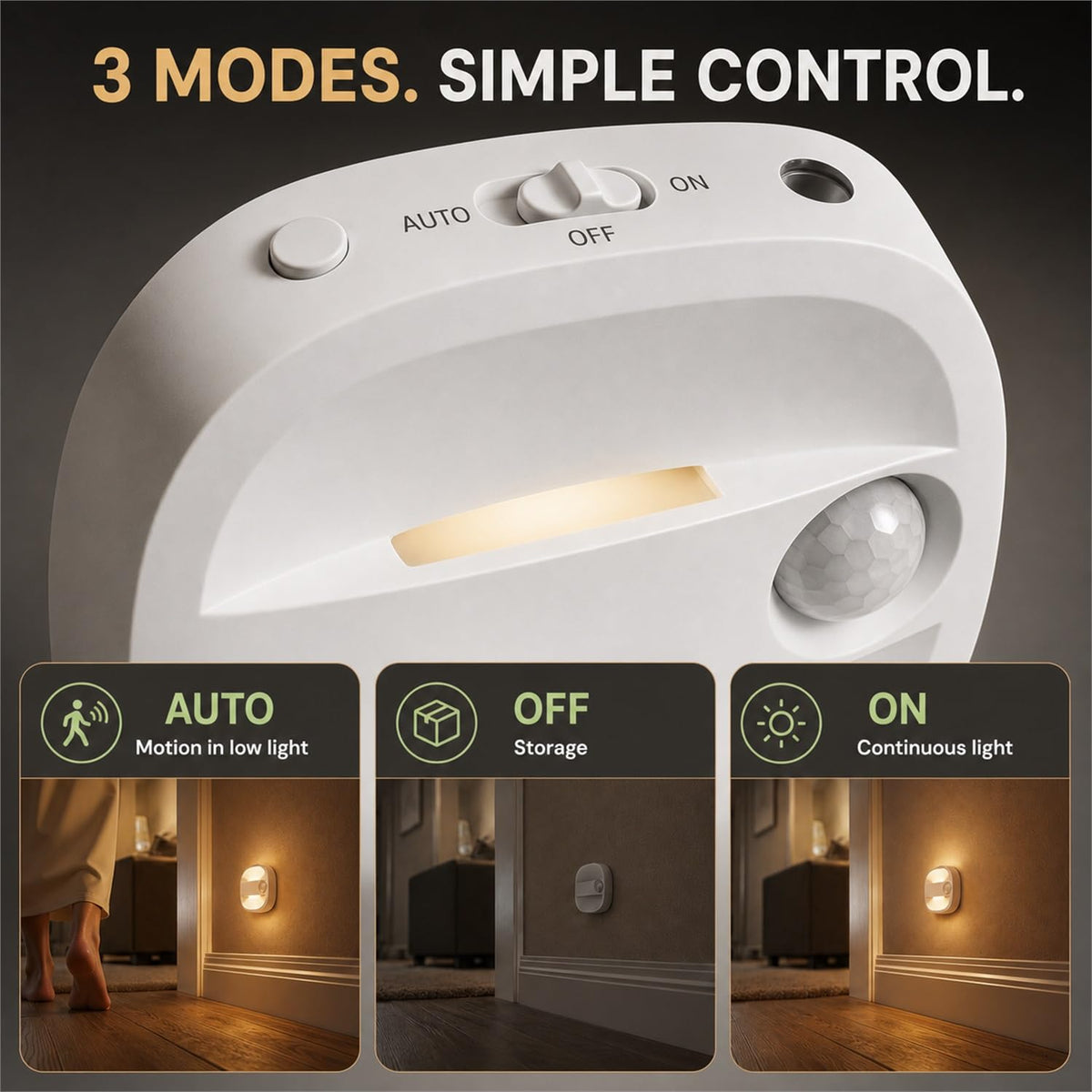 Motion Sensor Light Indoor (White / 4 Pack)