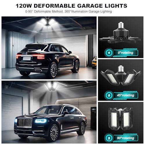 Led Garage Lights Bulb 10 Pack 140W Super Bright Ceiling Led Shop Lights 6 Deformable Panels Screw in E26 (10 PACK Garage Lights)