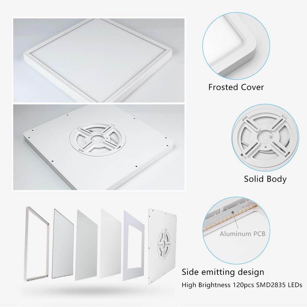12Inch 24W Square LED Flush Mount Ceiling Light (Natural White / 12 inch White)
