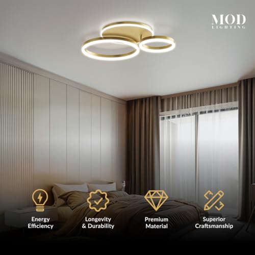 Chloe Flush Mount Ceiling Light (Metallic Gold / 3 Circles / Cool White)