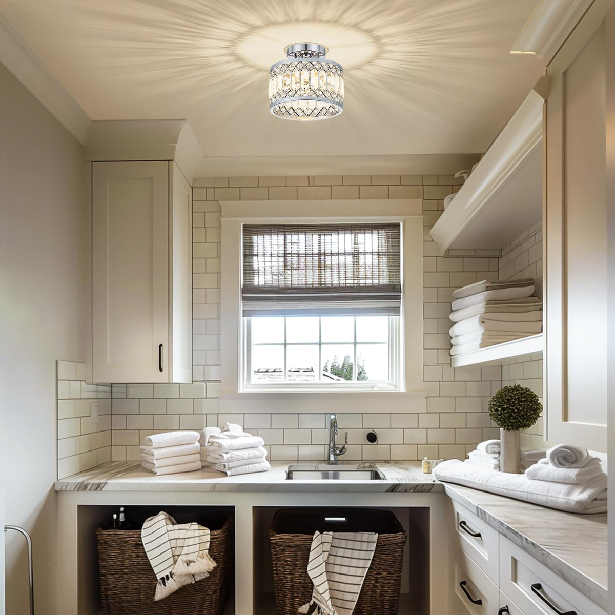 Crystal Chrome Ceiling Light (Chrome / 9 Inch)