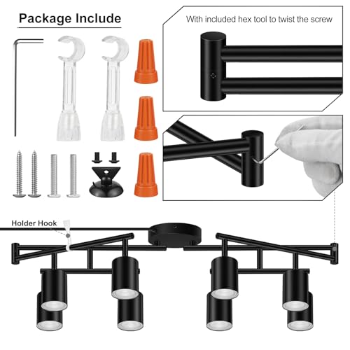 Plug in Track Lighting LED (8-Light Track Light(Black))