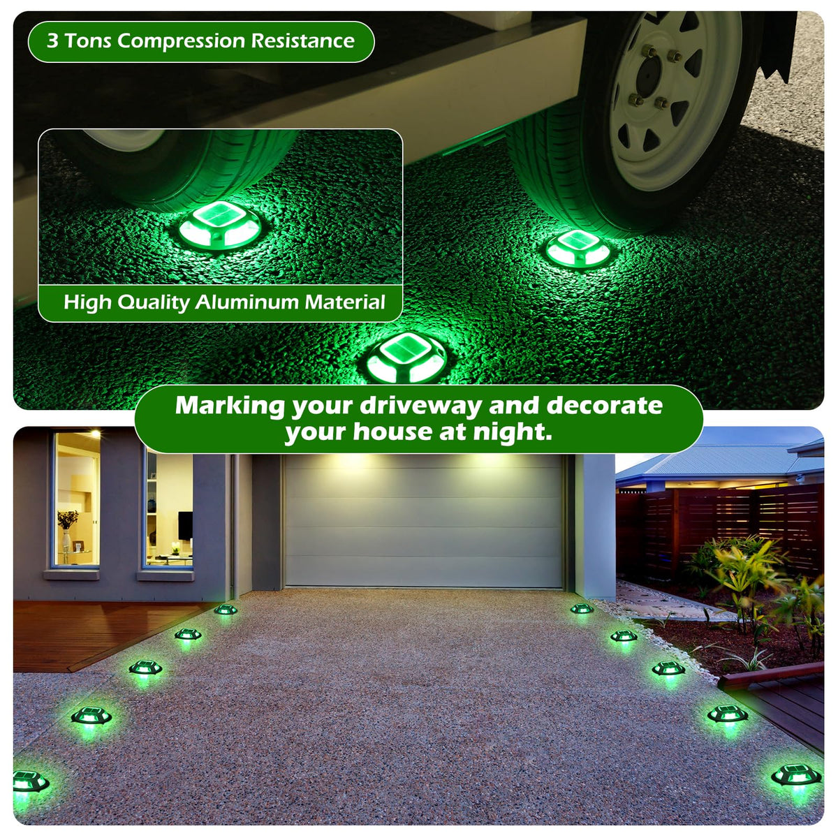 Solar Driveway Light Outdoor 1 Pack (Green Light & Red Light / 1 Pack)