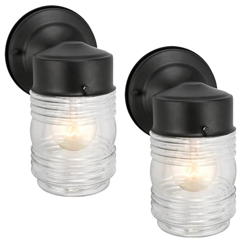 2 Pack Jelly Jar Wall Light (Black / Farmhouse)