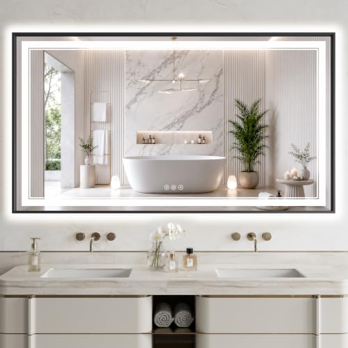 30"x60" LED Bathroom Mirror with Lights (Black / 60"L x 30"W)