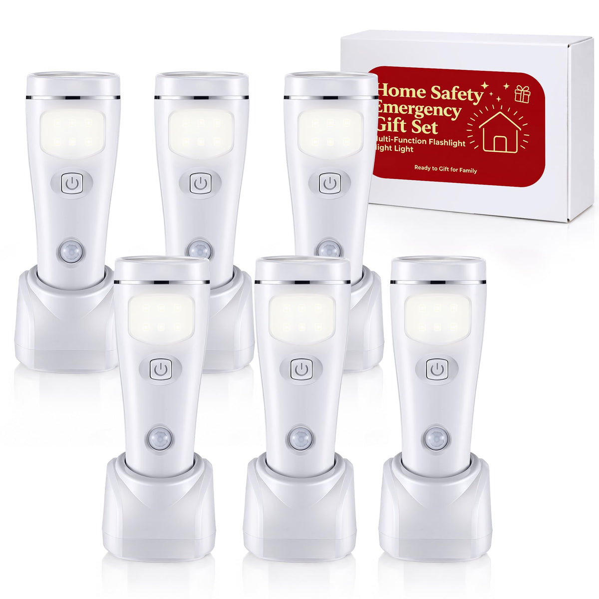 6 Pack 4 in 1 LED Emergency Lights for Home Power Failure (White)