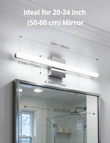 24 Inch Chrome Vanity Light Fixtures for Mirror Long Led Bars for Bathroom (5CCT-Not Dimmable / 24inch)