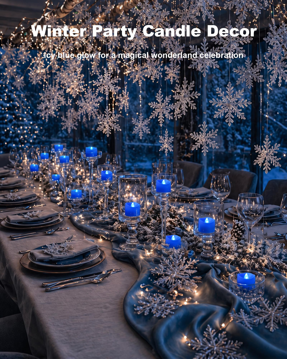 Blue Flameless Battery Tea Light Candles - 12 Pack
