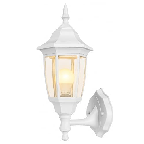 Plastic Outdoor Wall Light Fixtures (White / No Sensor-Plastic)