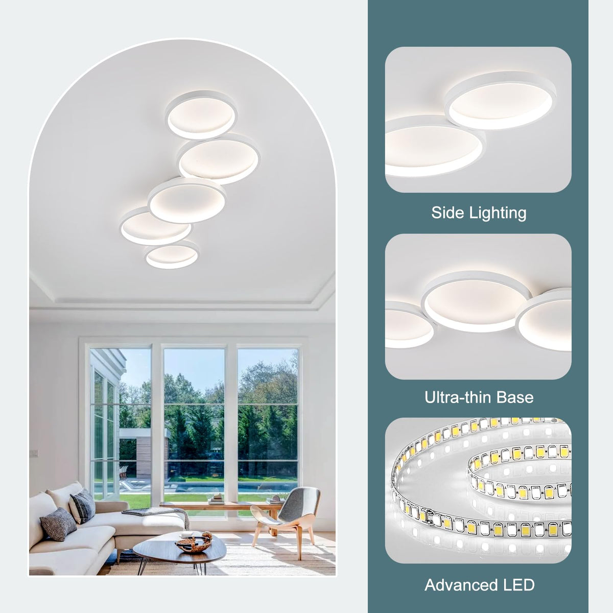 Modern LED Ceiling Light 60W White Hallway Light Fixtures 3000~6000K Aluminum Long Flush Mount LED Ceiling Lamp for Hallway (White,39.37Inch)