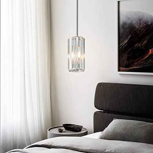Chrome Pendant Lighting Modern Pendant Light Mini Crystal Chandeliers Adjustable Pendant Light Fixture for Kitchen Island Dinning Room Corridor Bedroom (Chrome / Round-3-Pack)