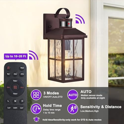 Porch Lights Outdoor with Remote (2 Bronze RW)