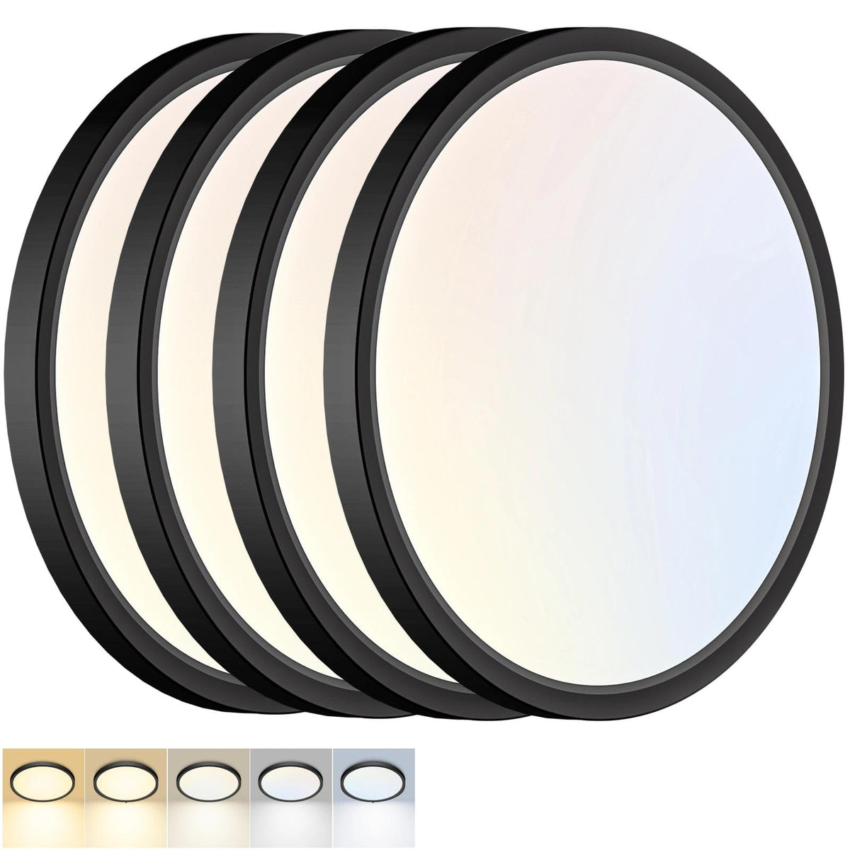 LED Flush Mount Ceiling Light 5 Color Temperatures 9inch 4Pack (Black / 9 Inch-4pack)