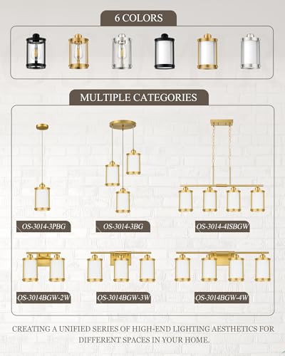 Brushed Gold Pendant Lights Kitchen Islands (Gold + Milk Glass / 1-Light Pendant, 3 Pack)